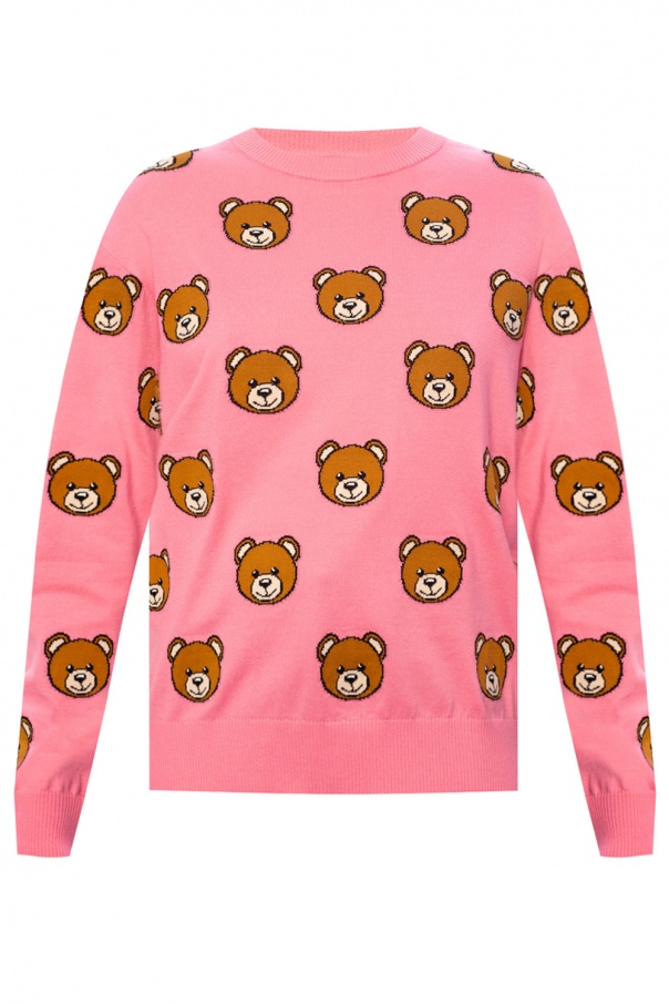 Pink Teddy bear rib-knit sweater Moschino - Vitkac Norway